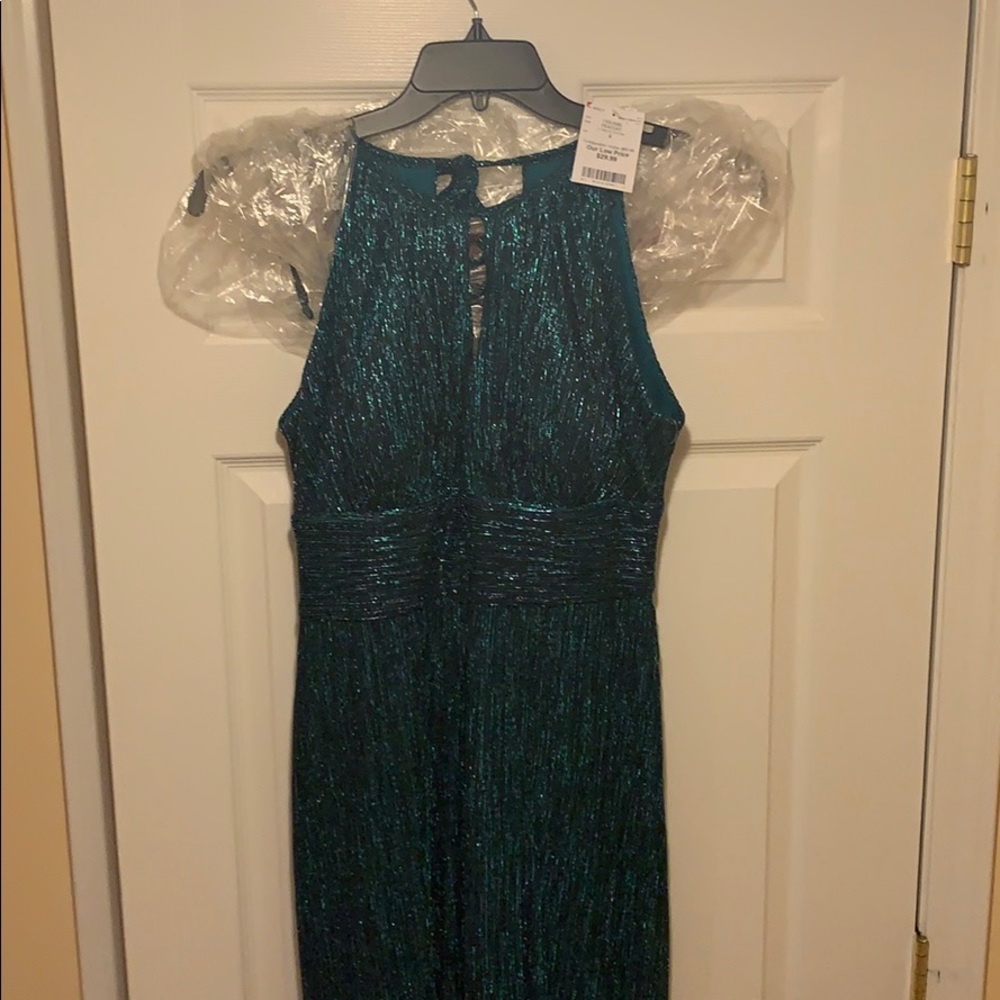Long, metallic dress, b